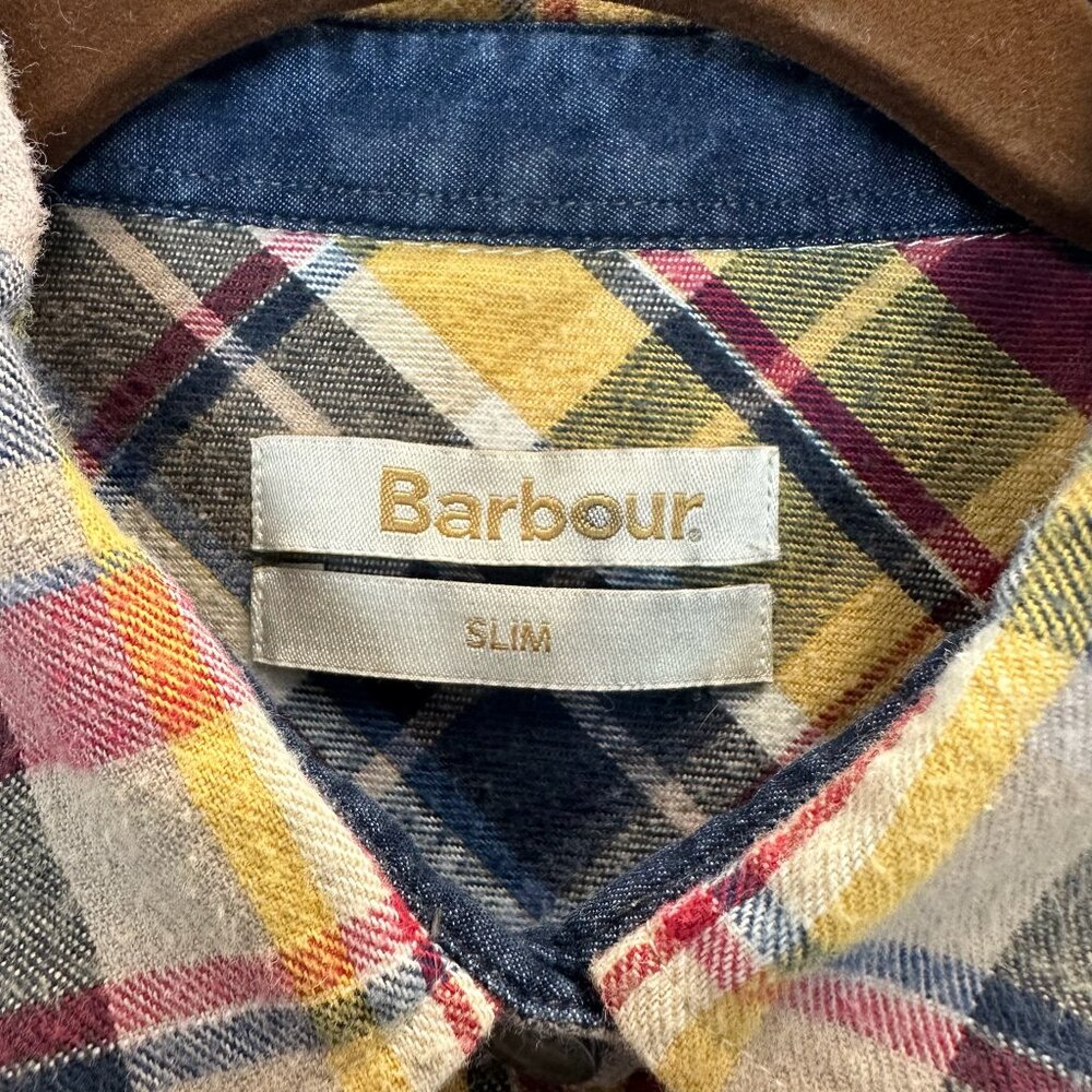 Barbour Plaid Flannel Button Up Shirt Slim Fit - Picture 6 of 15